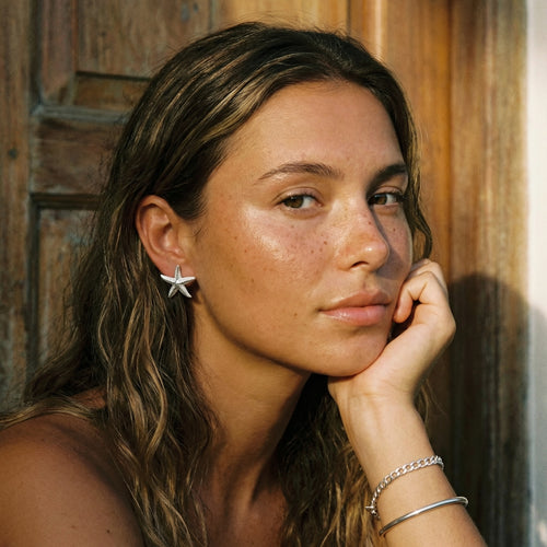 Starfish Stud Earrings – 14K Gold & Silver Waterproof