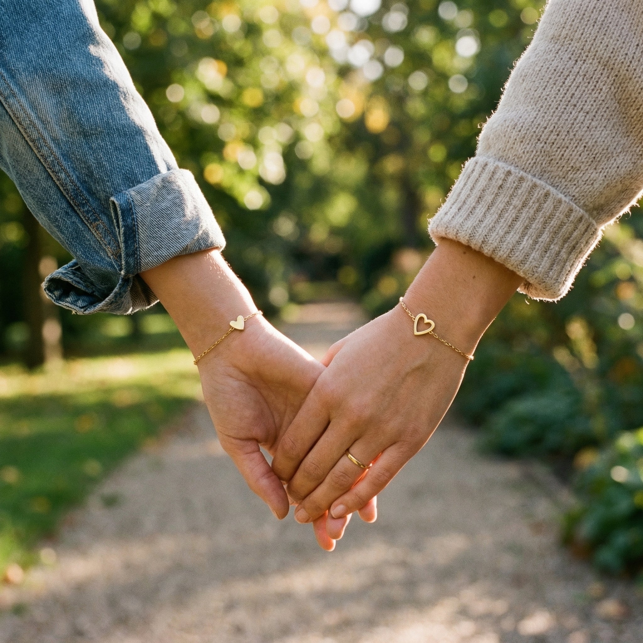 Double Heart Charm Bracelet