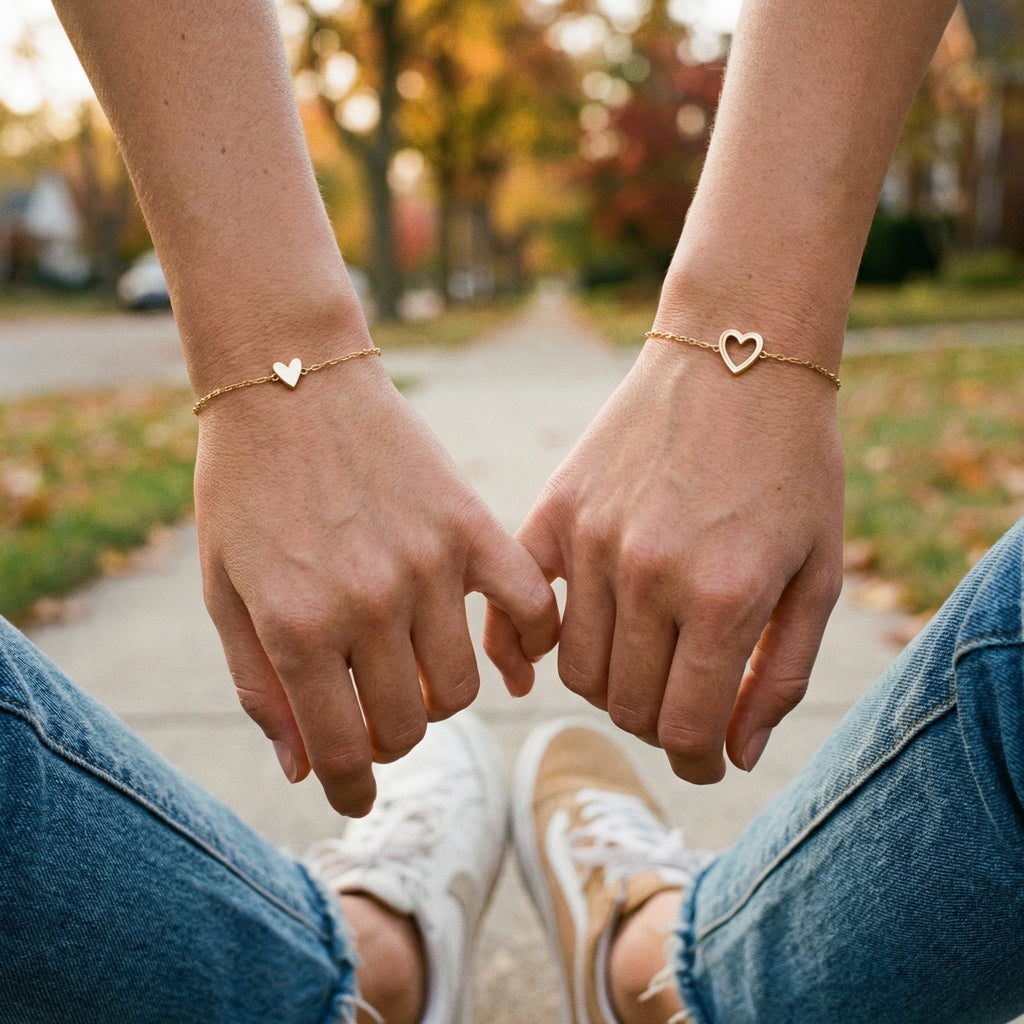 Double Heart Charm Bracelet
