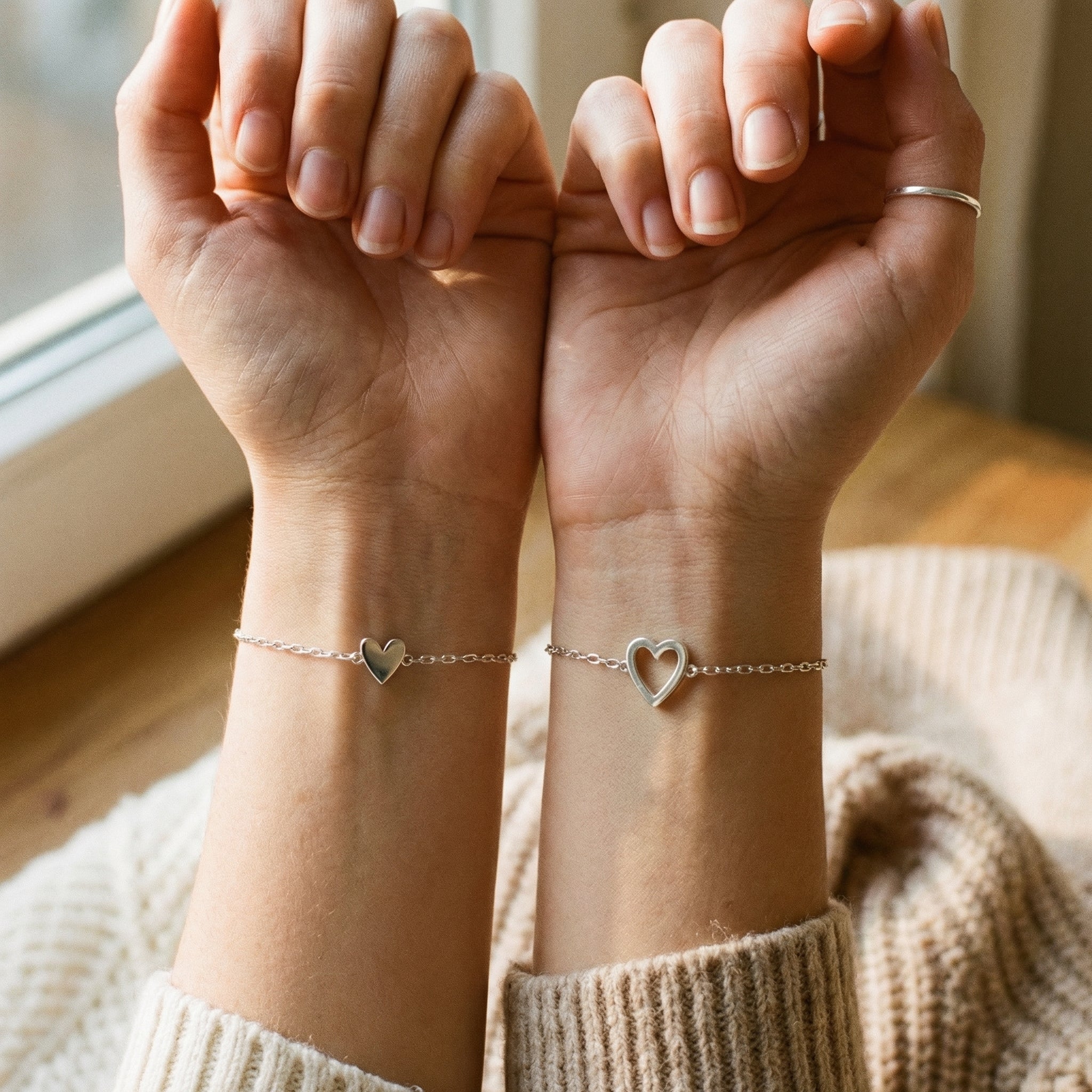 Double Heart Charm Bracelet